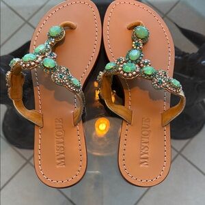Mystique Boutique Jade Green Gem Sandals